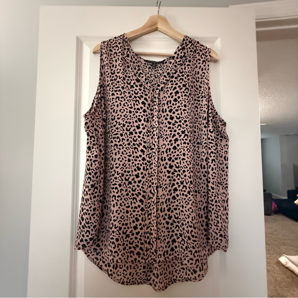 Sleeveless Leopard Print Pink Women's Top